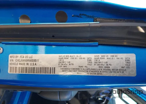 2021 Jeep Wrangler Sport S 4X4 z USA, uszkodzony, nr VIN 1C4GJXAN9MW859511